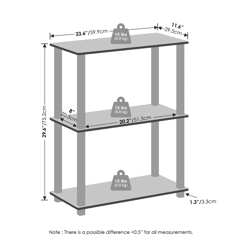 Furinno TURN-S-TUBE 3-Tier Shelf Display Rack in Beech Set of 2