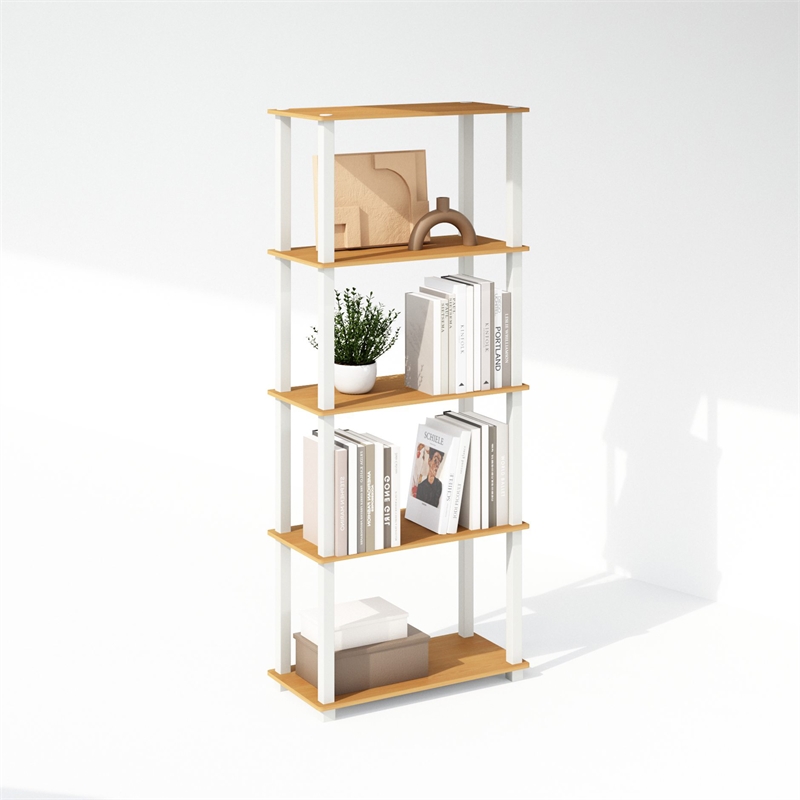 Furinno TURN-S-TUBE 3-Tier Shelf Display Rack in Beech Set of 2