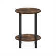Furinno TURN-N-TUBE 2-Tier Round Wooden End Table in Amber Pine
