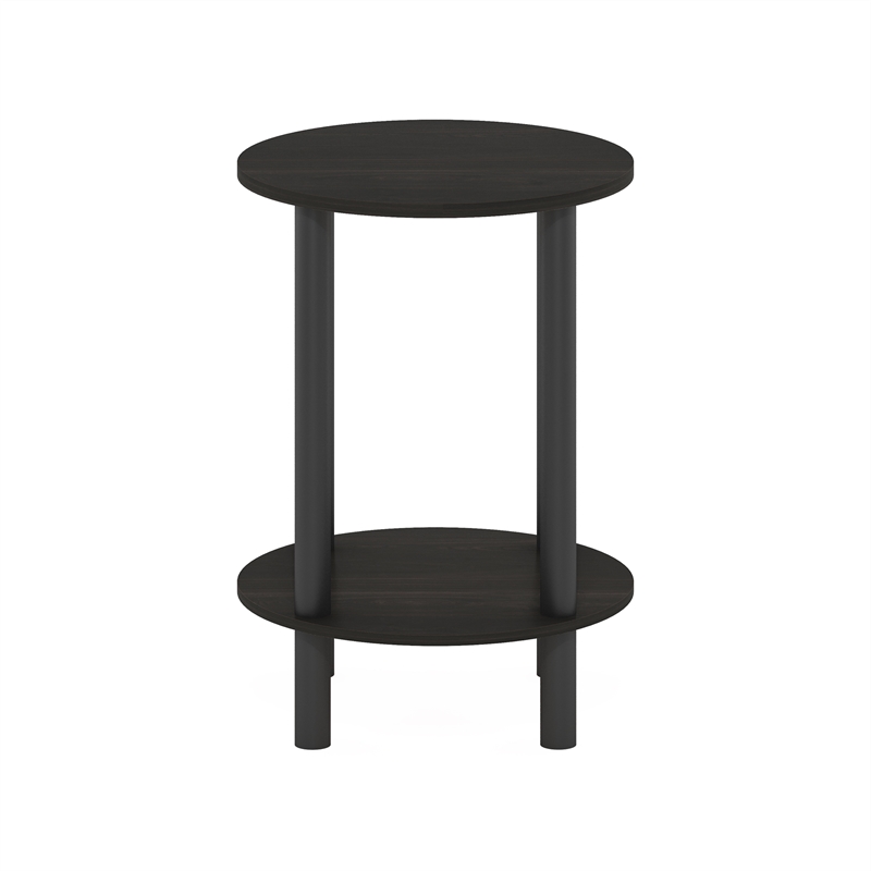Furinno TURN-N-TUBE 2-Tier Round Wooden End Table in Espresso