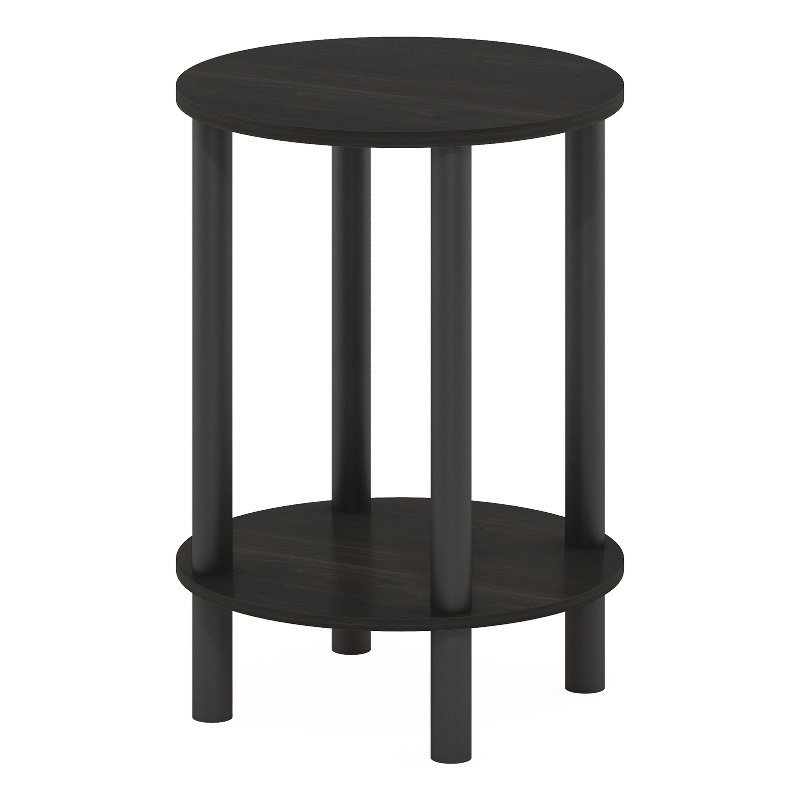 Furinno TURN-N-TUBE 2-Tier Round Wooden End Table in Espresso