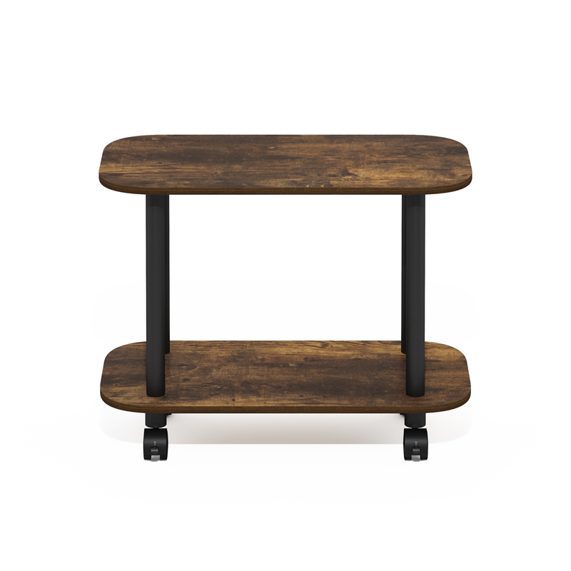 Furinno TURN-N-TUBE Oval End Table with Casters in Amber Pine