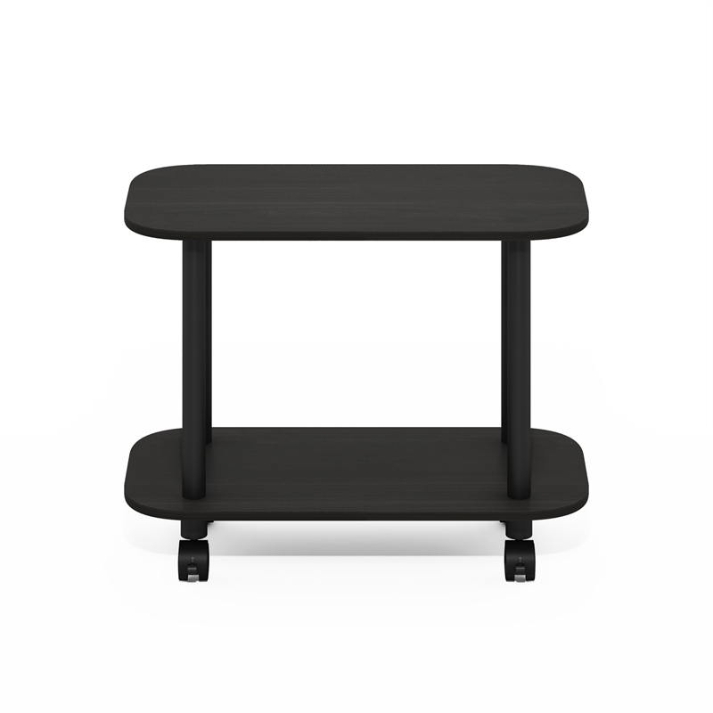 Furinno TURN-N-TUBE Oval End Table with Casters in Espresso