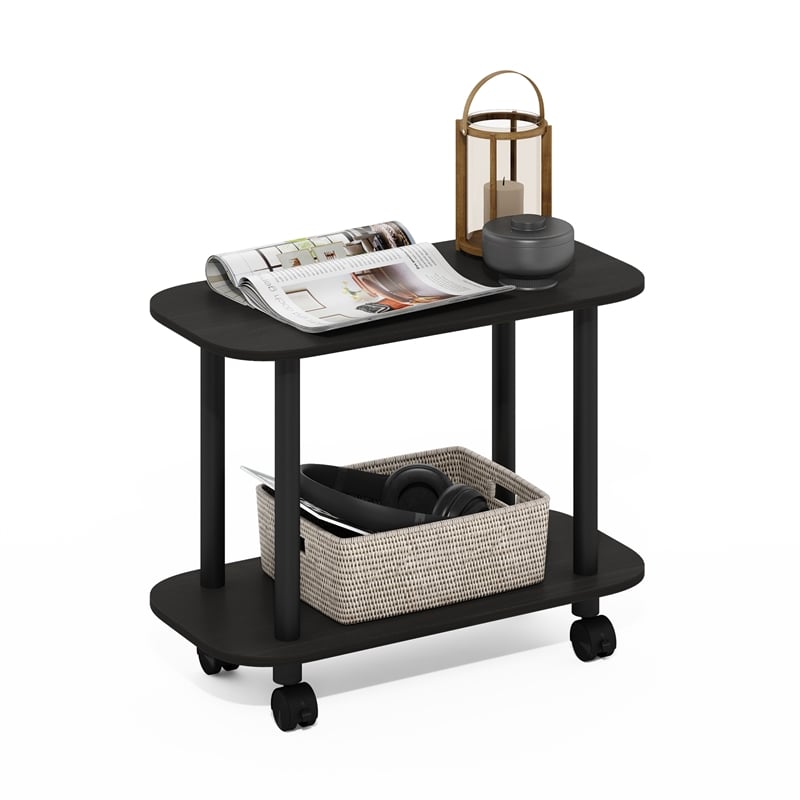 Furinno TURN-N-TUBE Oval End Table with Casters in Espresso