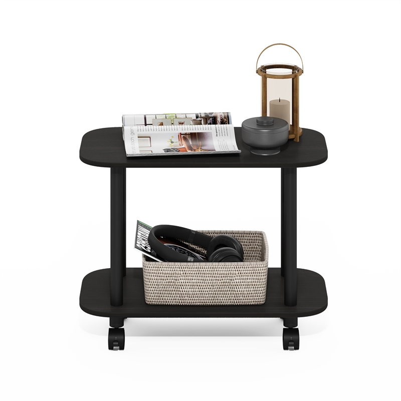 Furinno TURN-N-TUBE Oval End Table with Casters in Espresso