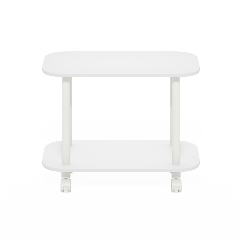 Furinno TURN-N-TUBE Oval End Table with Casters in White