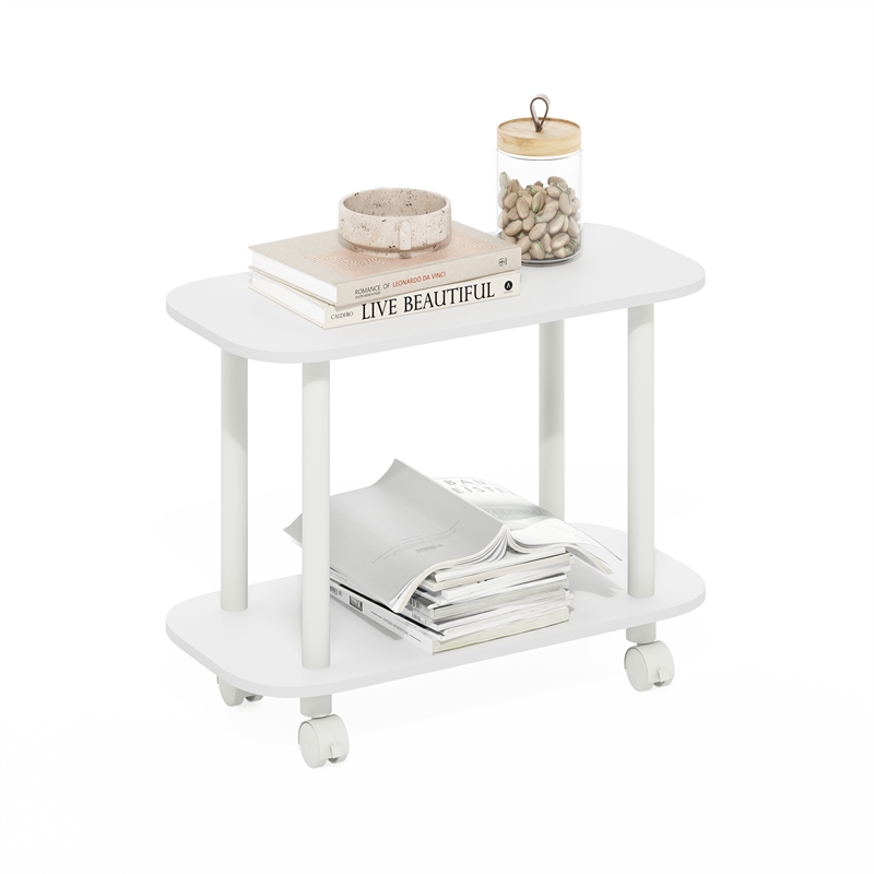 Furinno TURN-N-TUBE Oval End Table with Casters in White