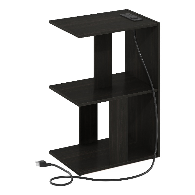 Furinno Boyate Sofa End Table with USB Type-C Charging Port in Espresso
