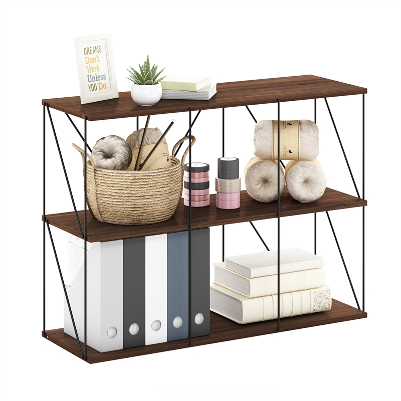 Furinno Rata 3 x 2 Flat Base Shelf Display Rack in Columbia Walnut