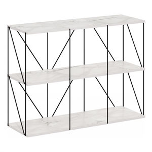 Furinno Rata 3 x 2 Flat Base Shelf Display Rack in Marble White