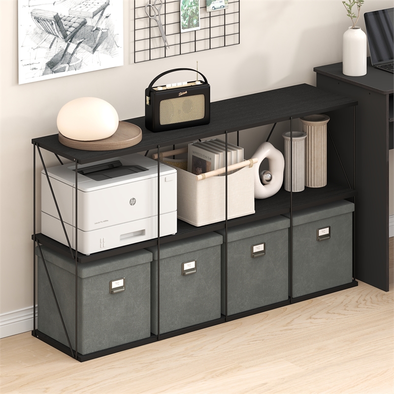 Furinno Rata 4 x 2 Flat Base Shelf Display Rack in Americano