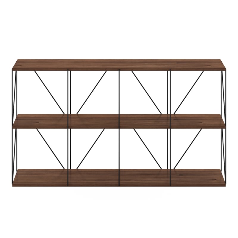 Furinno Rata 4 x 2 Flat Base Shelf Display Rack in Columbia Walnut