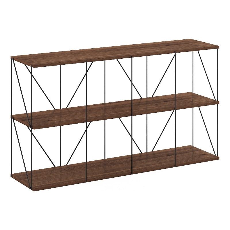 Furinno Rata 4 x 2 Flat Base Shelf Display Rack in Columbia Walnut