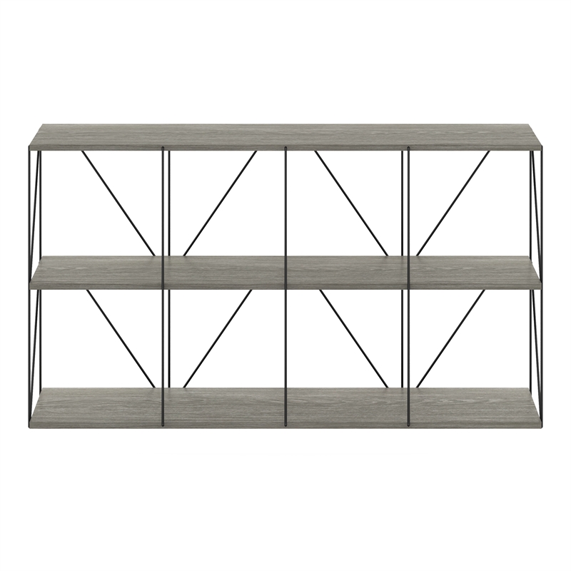 Furinno Rata 4 x 2 Flat Base Shelf Display Rack in French Oak Grey