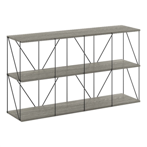 Furinno Rata 4 x 2 Flat Base Shelf Display Rack in French Oak Grey