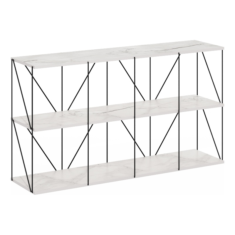 Furinno Rata 4 x 2 Flat Base Shelf Display Rack in Marble White