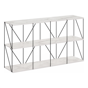 Furinno Rata 4 x 2 Flat Base Shelf Display Rack in Marble White