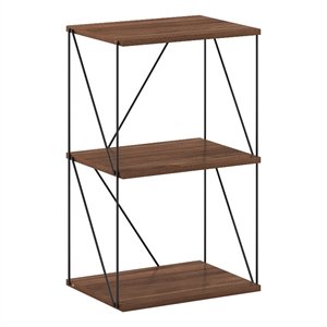 Furinno Rata 3-Tier Flat Base Shelf Display Rack in Columbia Walnut