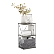 Furinno Rata 3-Tier Flat Base Shelf Display Rack in French Oak Grey