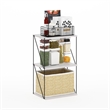 Furinno Rata 3-Tier Flat Base Shelf Display Rack in Marble White