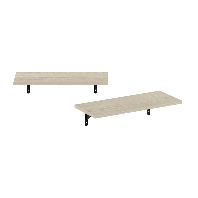 Furinno ROSSI 18Inch Wall Mounted Floating Shelves in Metropolitan Pine Set of 2