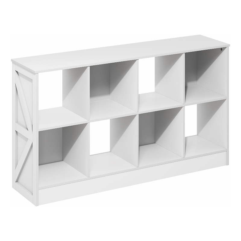 Furinno JENSEN Farmhouse 8-Cube Display Bookcase in Bookshelf in White