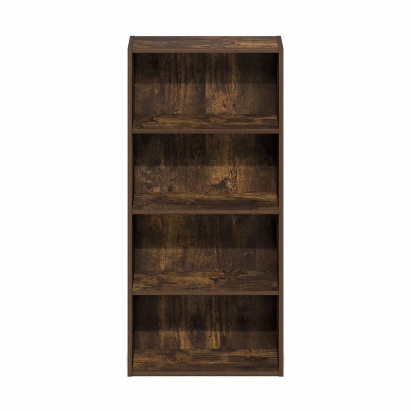 Furinno BASIC 4-Tier Open Shelf Bookcase 7 x 17 x 35inches in Amber Pine