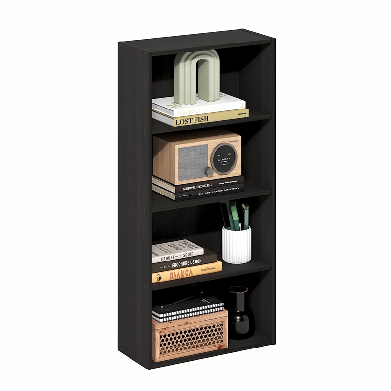Furinno BASIC 4-Tier Open Shelf Bookcase 7 x 17 x 35inches in Espresso