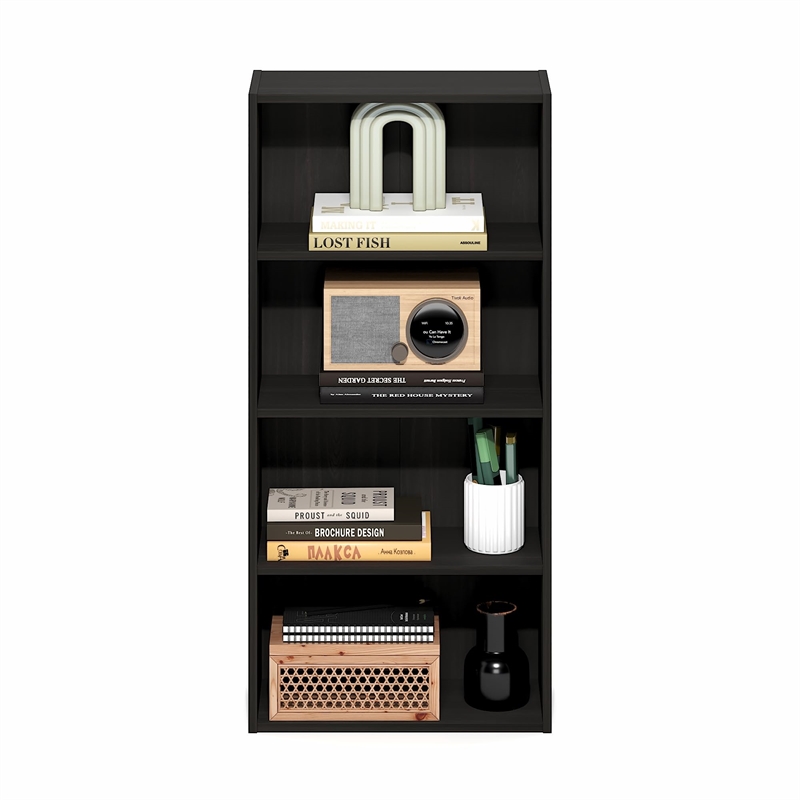 Furinno BASIC 4-Tier Open Shelf Bookcase 7 x 17 x 35inches in Espresso