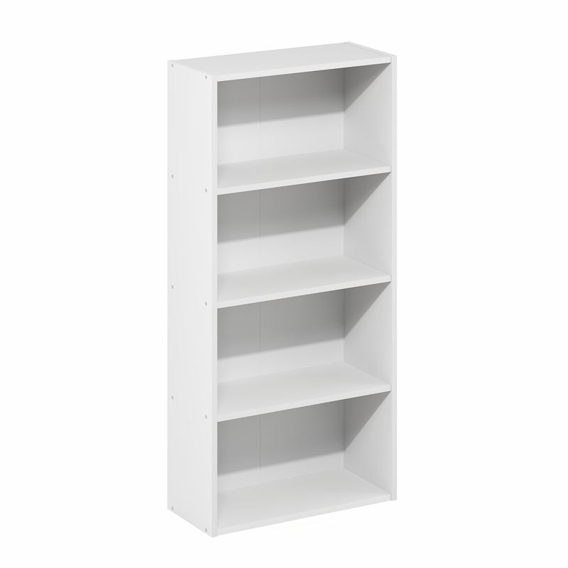 Furinno BASIC 4-Tier Open Shelf Bookcase 7 x 17 x 35inches in White