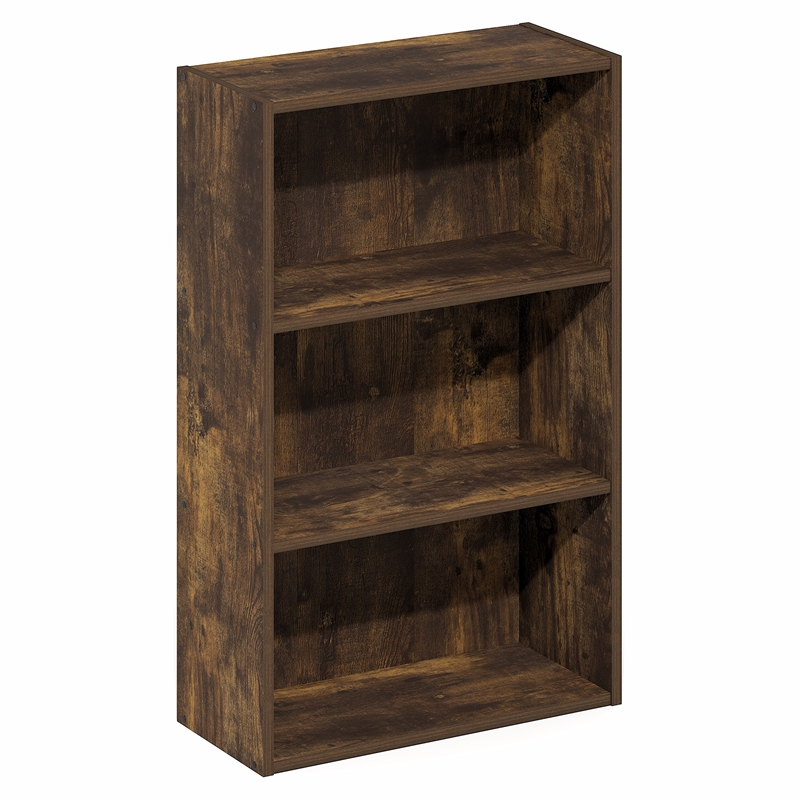 Furinno BASIC 3-Tier Open Shelf Bookcase 7 x 17 x 26inches in Amber Pine