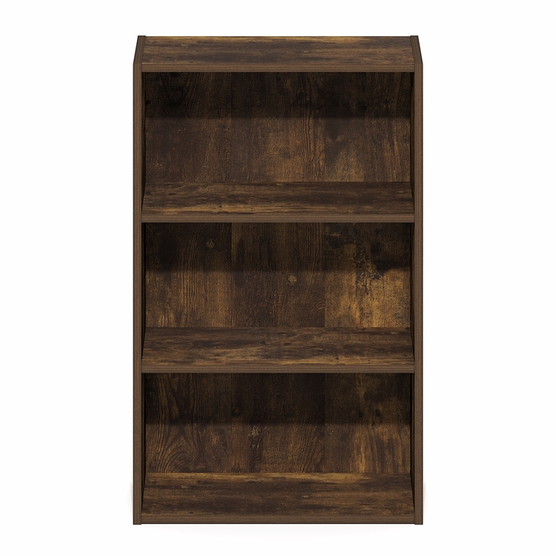 Furinno BASIC 3-Tier Open Shelf Bookcase 7 x 17 x 26inches in Amber Pine