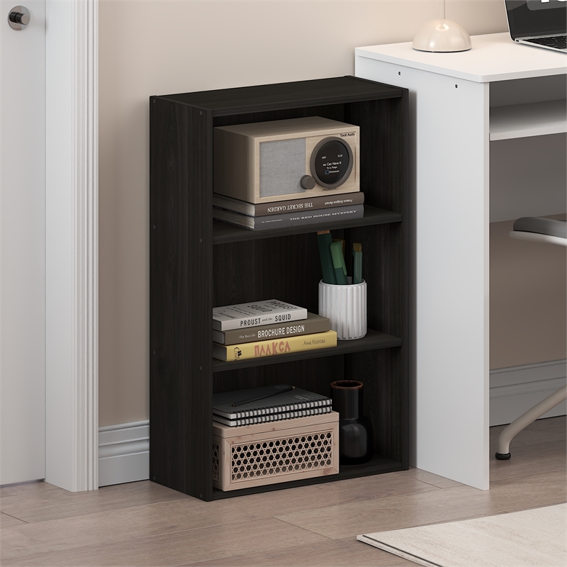 Furinno BASIC 3-Tier Open Shelf Bookcase 7 x 17 x 26inches in Espresso