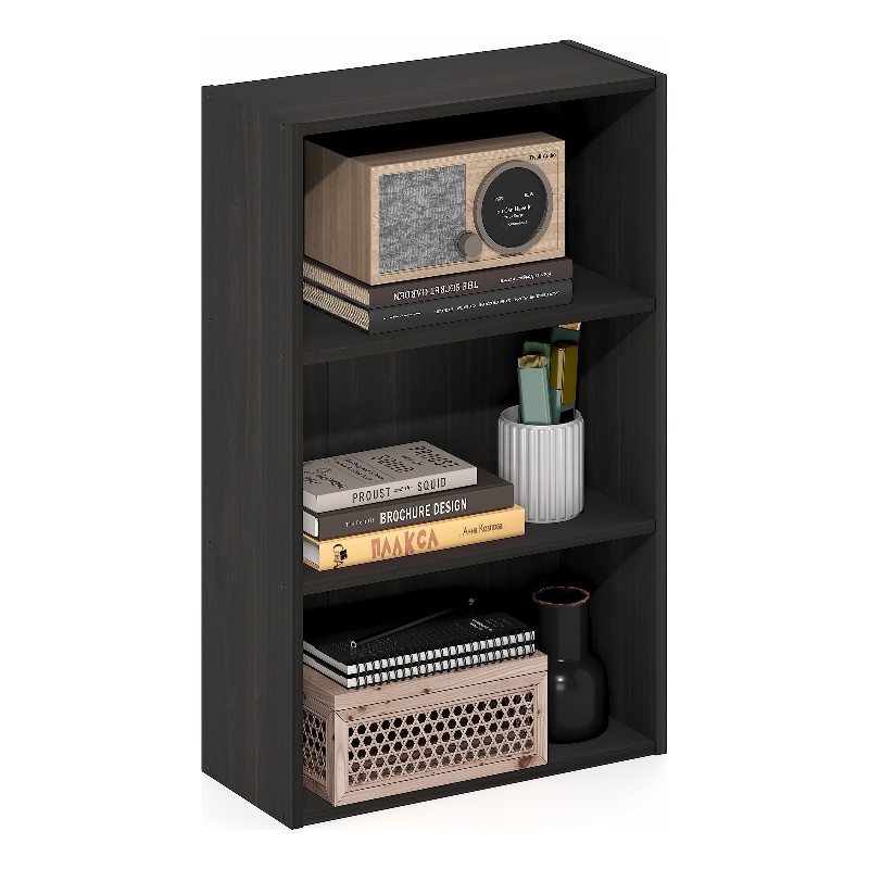 Furinno BASIC 3-Tier Open Shelf Bookcase 7 x 17 x 26inches in Espresso