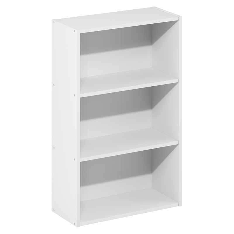 Furinno BASIC 3-Tier Open Shelf Bookcase 7 x 17 x 26inches in White