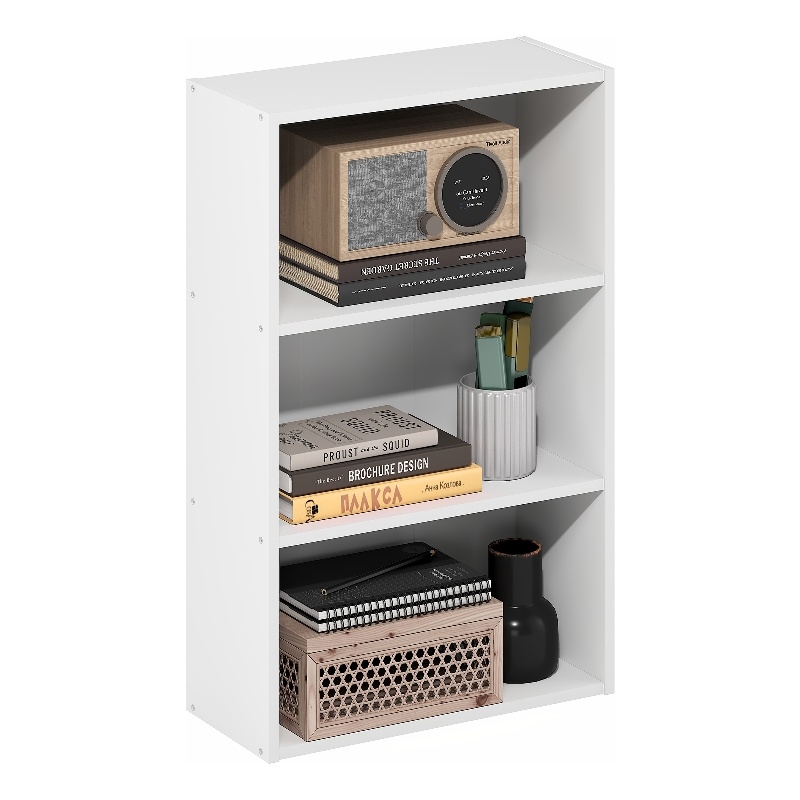 Furinno BASIC 3-Tier Open Shelf Bookcase 7 x 17 x 26inches in White