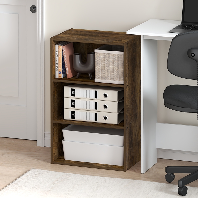 Furinno BASIC 3-Tier Open Shelf 11 x 17 x 26inches in Amber Pine