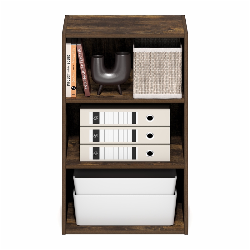 Furinno BASIC 3-Tier Open Shelf 11 x 17 x 26inches in Amber Pine
