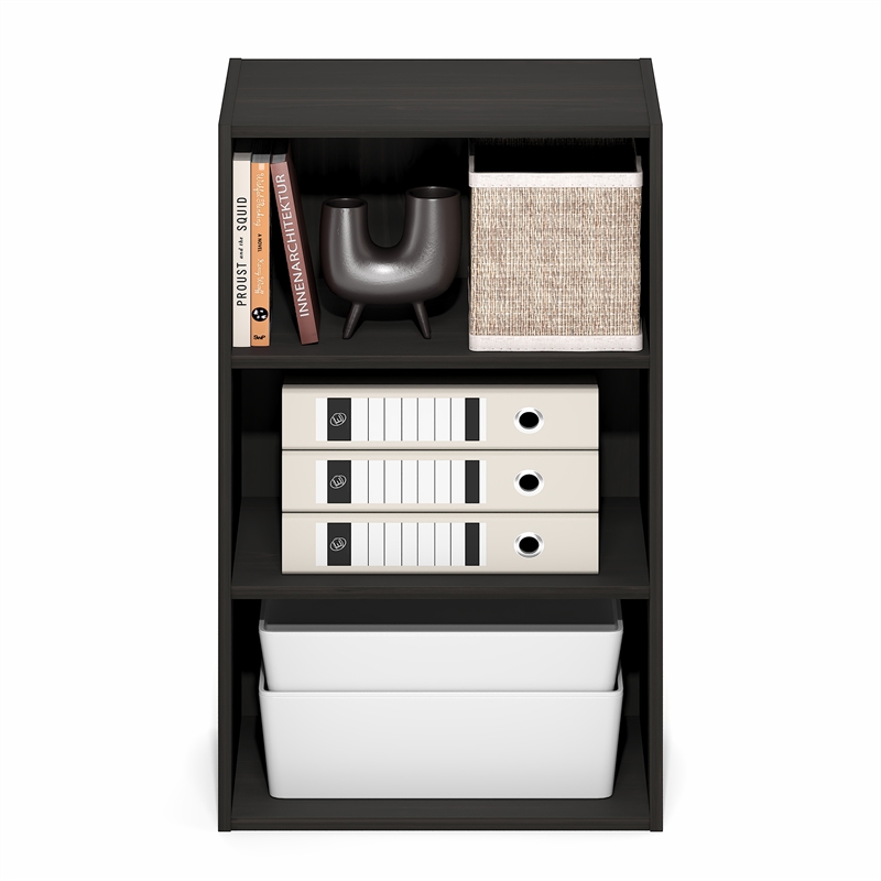Furinno BASIC 3-Tier Open Shelf Bookcase 11 x 17 x 26inches in Espresso