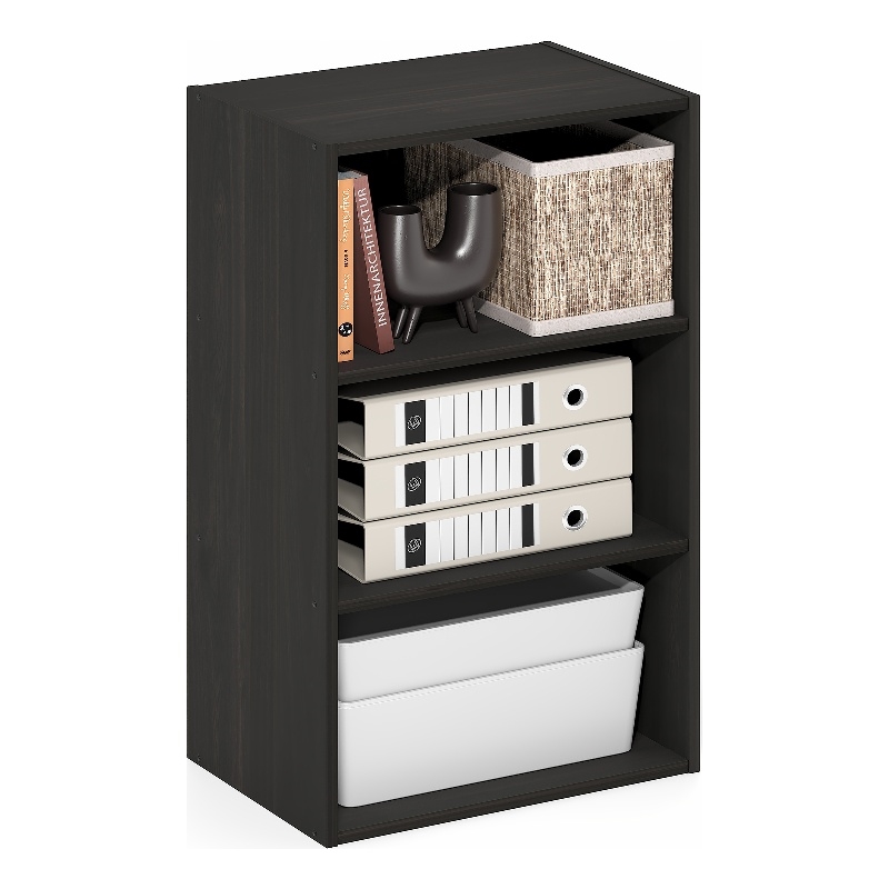 Furinno BASIC 3-Tier Open Shelf Bookcase 11 x 17 x 26inches in Espresso
