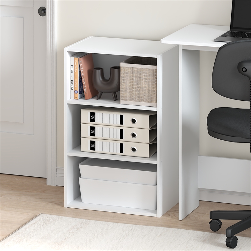Furinno BASIC 3-Tier Open Shelf Bookcase 11 x 17 x 26inches in White