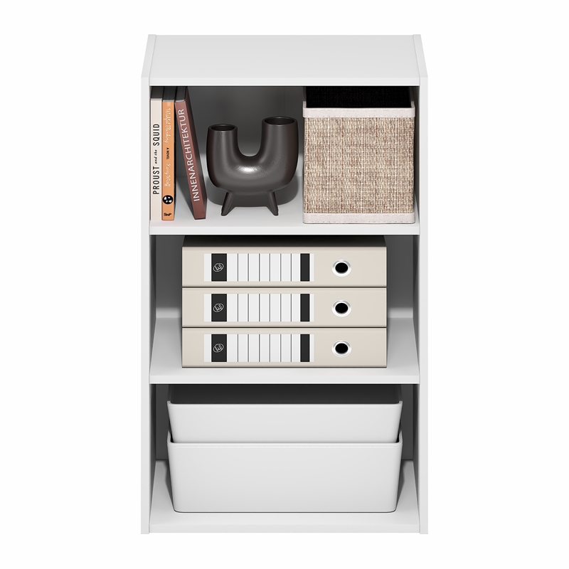 Furinno BASIC 3-Tier Open Shelf Bookcase 11 x 17 x 26inches in White