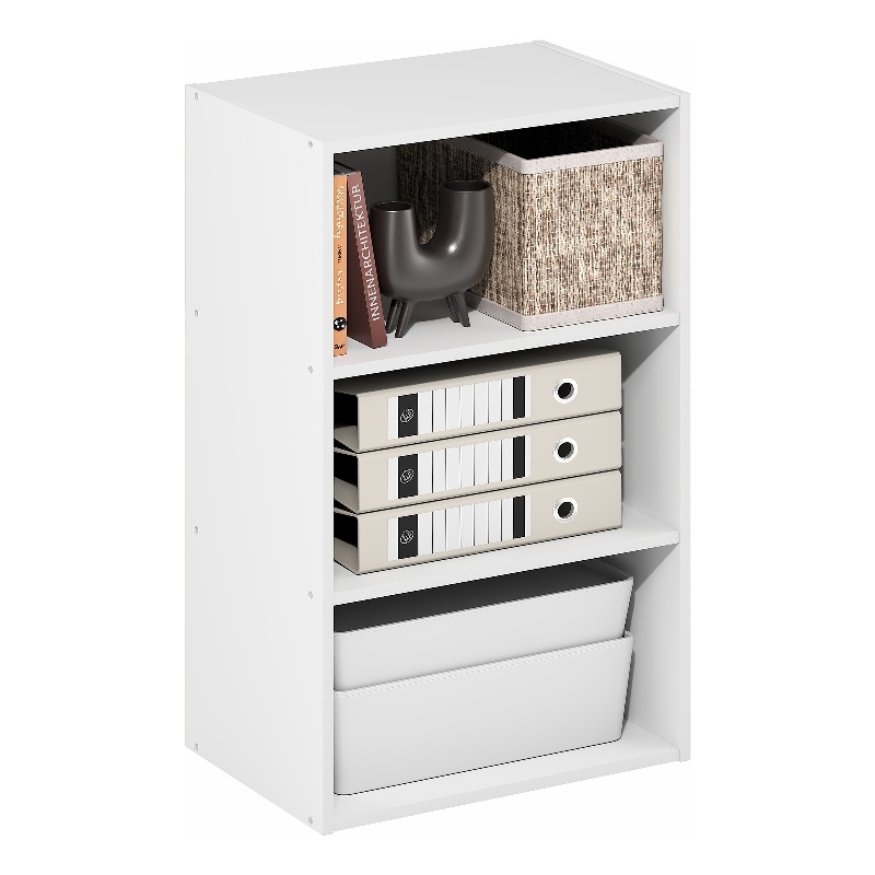 Furinno BASIC 3-Tier Open Shelf Bookcase 11 x 17 x 26inches in White