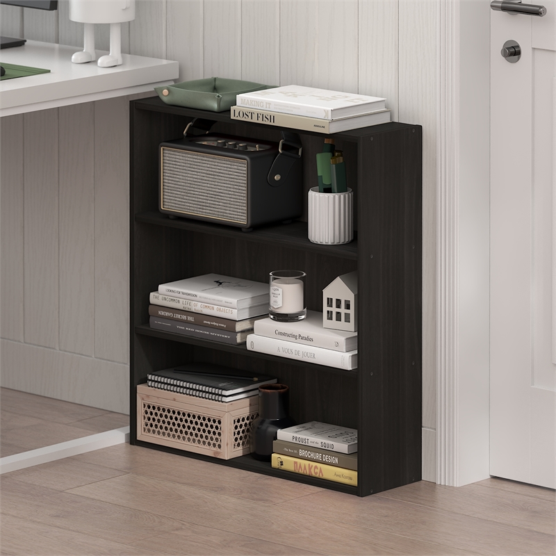 Furinno BASIC 3-Tier Open Shelf Bookcase  7 x 24 x 26inches in Espresso
