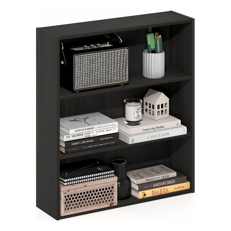 Furinno BASIC 3-Tier Open Shelf Bookcase  7 x 24 x 26inches in Espresso