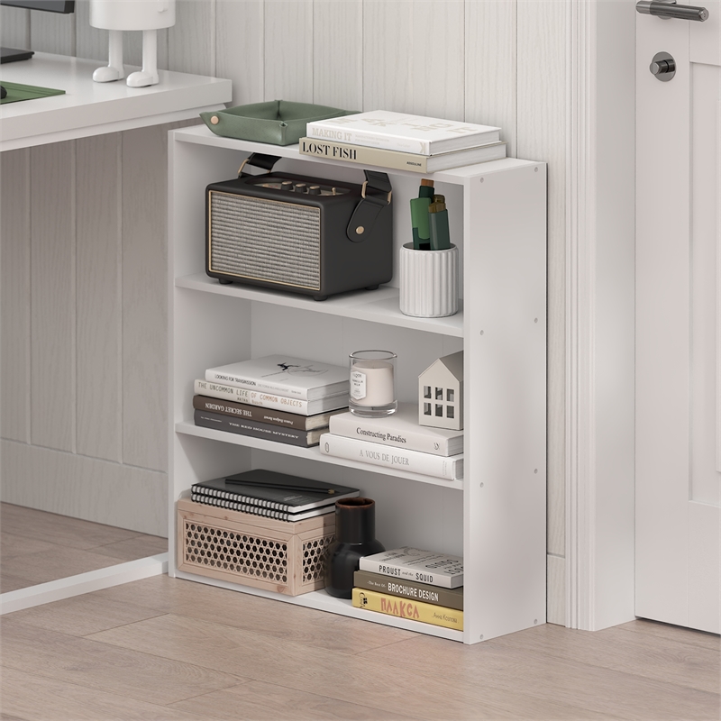Furinno BASIC 3-Tier Open Shelf Bookcase  7 x 24 x 26inches in White