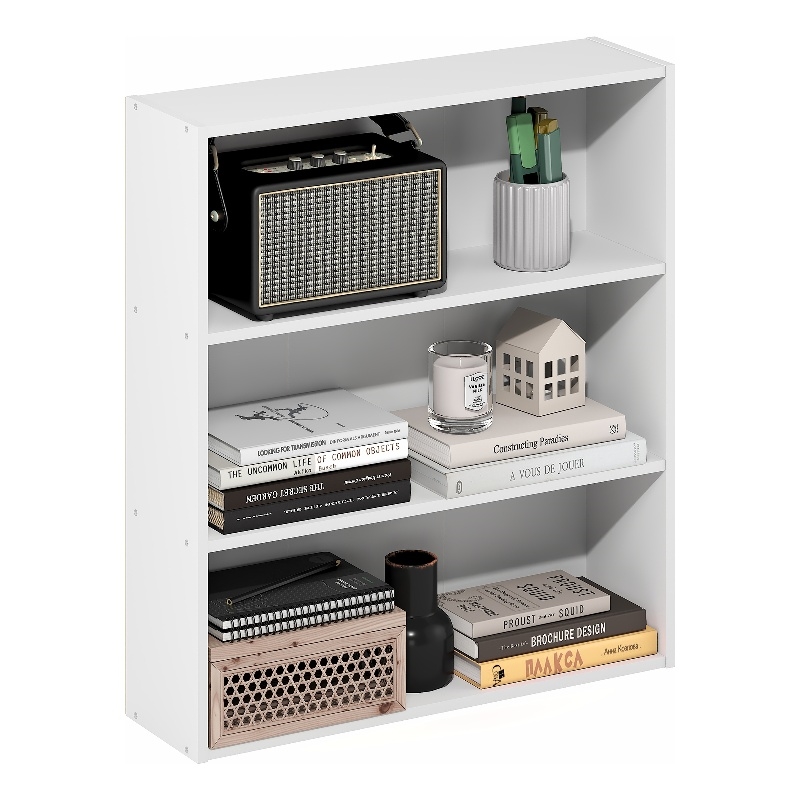 Furinno BASIC 3-Tier Open Shelf Bookcase  7 x 24 x 26inches in White