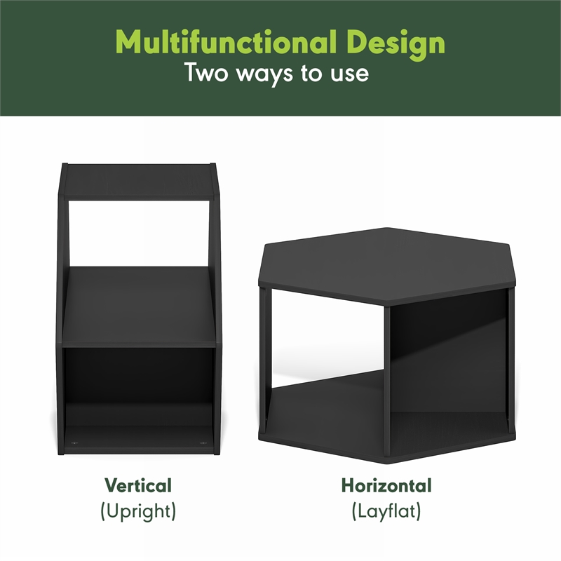 Furinno Modern Hexagonal Coffee Table with Open Storage in Americano