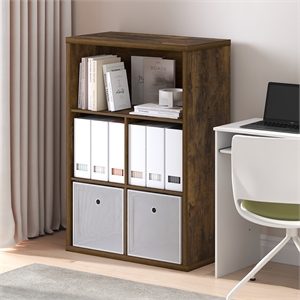 Furinno CUBICLE Closed Back Storage Organizer 5-Cube in Amber Pine