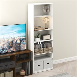 Furinno GEHRY 5-Tier Media Storage with AdJUSTable Shelves in White